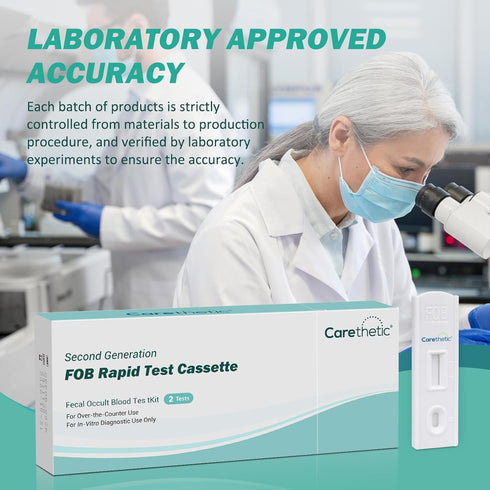 Immunochemical (2 Pack) Carethetic Fecal Occult Blood (iFOB) Screening Kit - Easy-to-Use at Home Colorectal Health Test