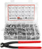 AKIHISA 180 PCS Single Ear Hose Clamps, 12 Sizes 5.3-33.1mm Crimp Clamps with Pincer and 304 Stainless Steel