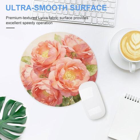 FekiLoot Salmon Pink Flowers Mouse Pads with Non-Slip Rubber Base Personalized Computer Mouse Mats Fashion Round
