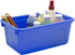 Storex Small Cubby Bins – Plastic Storage Containers for Classroom with Non-Snap Lid, 12.2 x 7.8 x 5.1 inches, Blue,