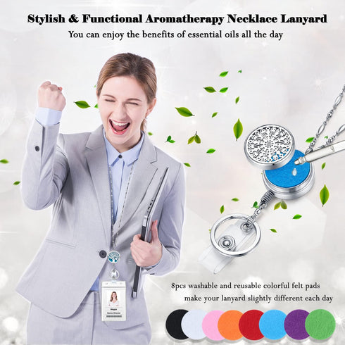 Retractable Lanyard for ID Badges Holder, Badge Reels for Nurses, Diffuser Necklace Lanyards for Women, Silver