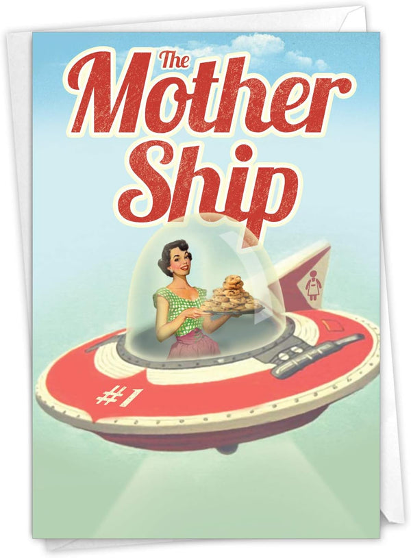 NobleWorks Happy Mother's Day Card, Funny Greeting Notecard for Mom, Stepmom, with Envelope