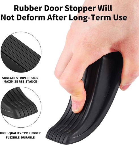 Door Stoppers 2 Pack - Premium Rubber Door Stoppers for Bottom of Door Security, Heavy Duty Wedge for Carpet
