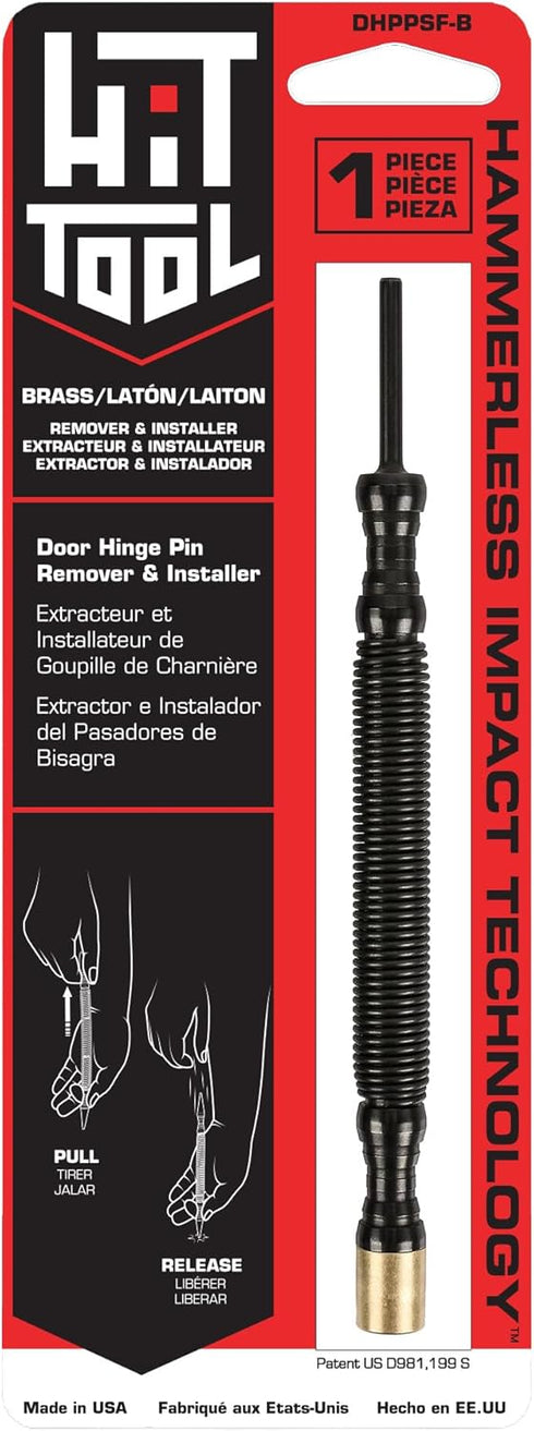 Door Hinge Pin Removal Tool Spring Driven Remover with Soft Face Brass Hammer Punch Set.
