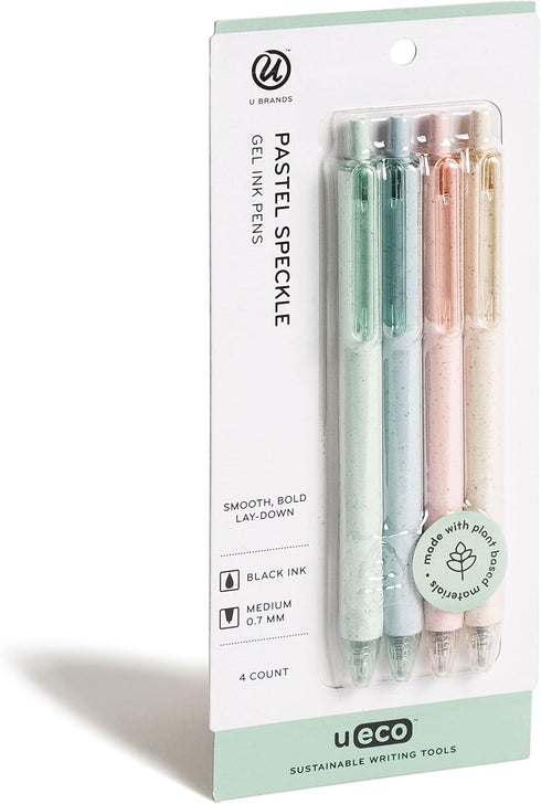U Brands U-Eco Gel Ink Pens, Pastel Speckle, 4 Count (4375T06-48)