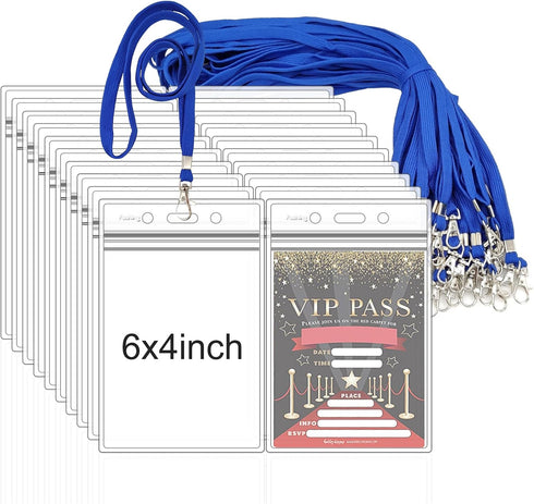 Fushing 50pcs Clear Plastic Vertical Name Tags Badge ID Card Holders and
