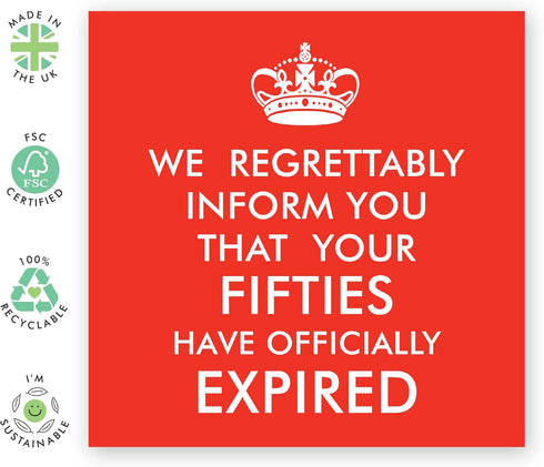 CENTRAL 23 Happy 60th Birthday Card - 'Fifties Have Expired' Funny Card for Men & Women Age 60 - Includes Fun Stickers
