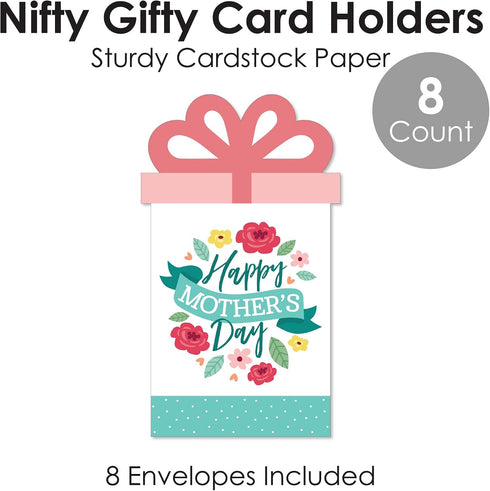 Set 8 Big Dot of Happiness Colorful Floral Happy Mother's Day - We Love Mom Party Money and Gift Card Sleeves - Nifty