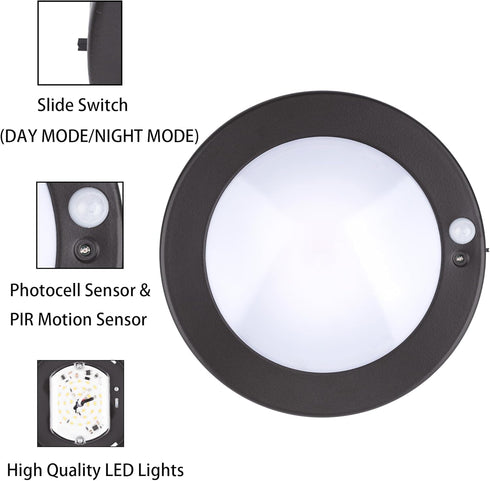 Closet, 6.2 Inch 10.5W 700 3000K 1-Pack YoonLIT Flush Mount Motion Sensor LED Ceiling Light with Photocell Sensor