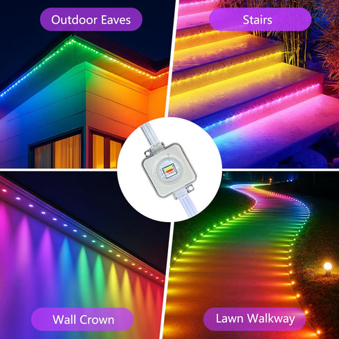 MANDSARY 50ft 30 16 IP68 Permanent Outdoor Lights, LED Eaves Light with LED Lights Support App & Remote Control
