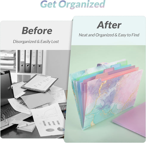 SKYDUE Expanding File Folder, 5 Pockets, Cute Accordion Organizer, Letter Size Filing Folder for School Office Supplies