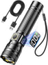 Gotellx Rechargeable LED Flashlights with Digital Power Display, Zoomable High Lumens Bright EDC