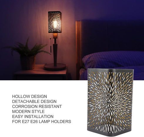 7.9 4.5 4.5in E27 E26 Lamp Shades, Modern Style Metal Lampshade with Pattern of Leaves for Table Lamp and Floor Light