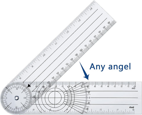 Plastic Goniometer Quick Angle Protractor - Clear Angle Finder with 7 Inch Arm for Measuring