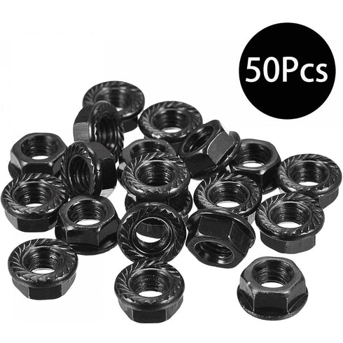 Generic M6 1.00mm 18-8, 50 Pack x Hex Nuts, Carbon Steel Black Oxide, Full Thread, Hex Drive, Bright Finish, Carbon