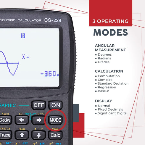 CATIGA CS229 Scientific Calculator with Graphics Functions, Multiple Modes for Beginners and Advanced Courses