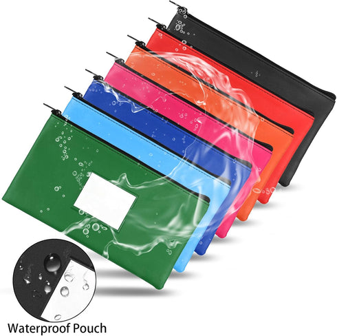 7 Pack Set 11 6.1 Inches VOCHIC Multi-Purpose Money Pouch Money Bags, Bank Bags with Zipper for Cash, Waterproof Money