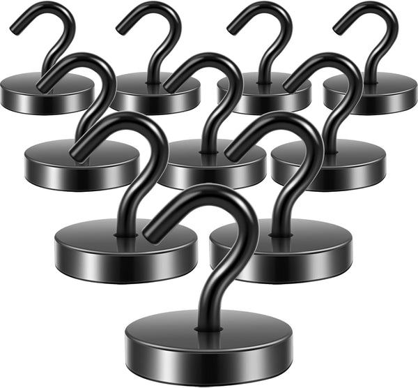 Neosmuk Black Magnetic Hooks, 120lb Heavy Duty Earth Magnets with Hook for Refrigerator, Extra Strong for Hanging