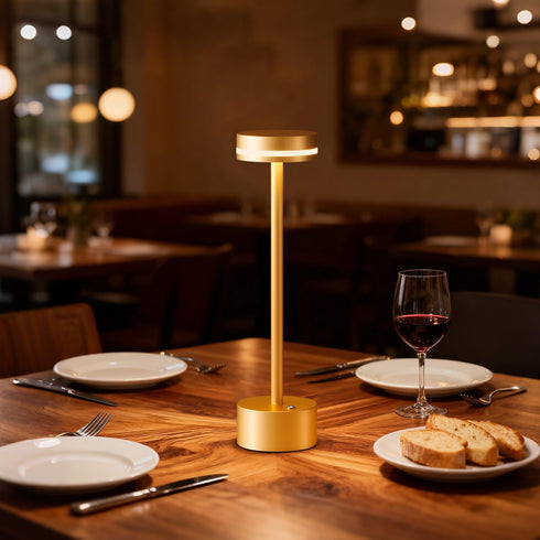 4000mAh 3000K Gold Modern Cordless Table Lamp Rechargeable, Aluminum Touch Lamp & Battery Operated, LED Table Lamps