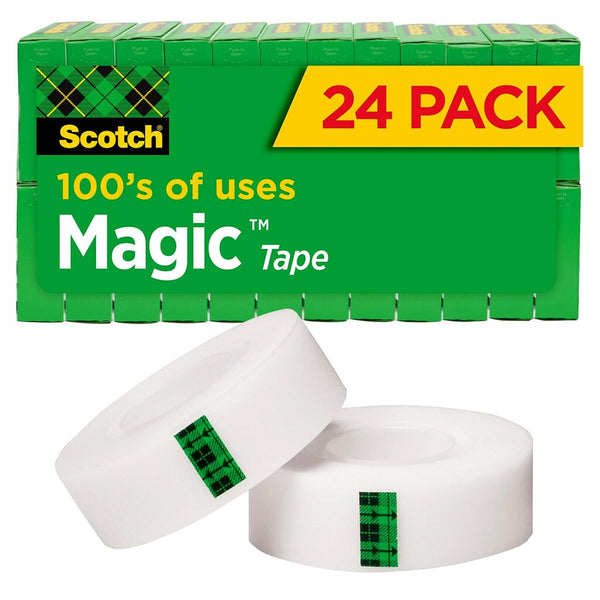 Scotch Magic Tape, Invisible, 24 Rolls, Home Office and Back to School Supplies