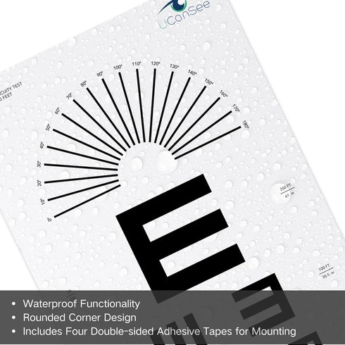 E Eye Chart Visual Acuity Chart for Eye Exams, 10 Feet (9x14 Inches)