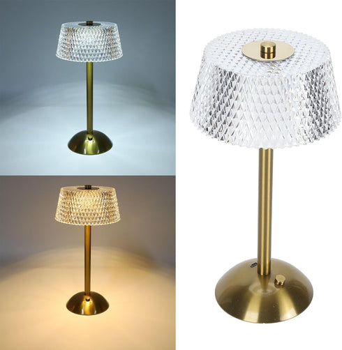 Dimmable 3 Zerodis Crystal Table Lamp Cordless LED Desk Lamp with Touch Control, Color Changing, Rechargeable Battery
