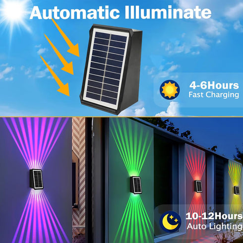 IP65 (2 2 Pack) VICHUNHO Solar Outdoor Wall Lights, Up & Down Solar Powered Lighting, Waterproof Fence Light