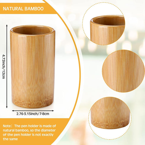 Zhehao 6 Pcs Bamboo Pen Holder Solid Wood Desk Pen Pencil Holder Stand Wooden Pencil Holder for Desk Multi Purpose Use Pencil Cup Cylindrical Pen Cup Desk Organizer for Home School Office Supplies by Zhehao