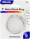 BAZIC Loose Leaf Binder Ring 2", Nickel Plated Steel Metal Ring for Flash Cards, 6/Pack