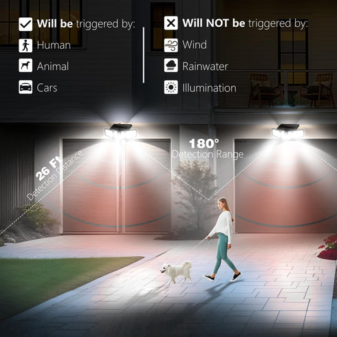 2 Pack 3 270 IP65 AmeriTop Solar Lights Outdoor, LED High Brightness Cordless Solar Motion Sensor Lights; Adjustable