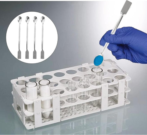 10 Pcs 2 in 1 Double Ended Lab Spoon - Stainless Steel Micro Lab Spatula for Reagent Sampling
