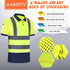 High Visibility Polo Shirt, Short Sleeve Job Safety Reflective Gear, Yellow, Medium