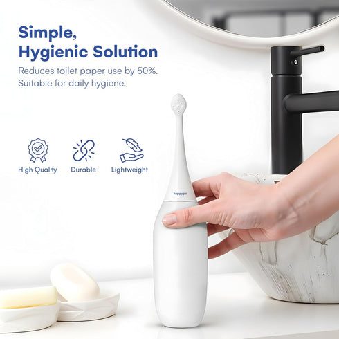 The Original HAPPYPO Travel Bidet - Handheld Bidet for Gentle Cleansing - Portable Hygiene Bottle for Home or Travel