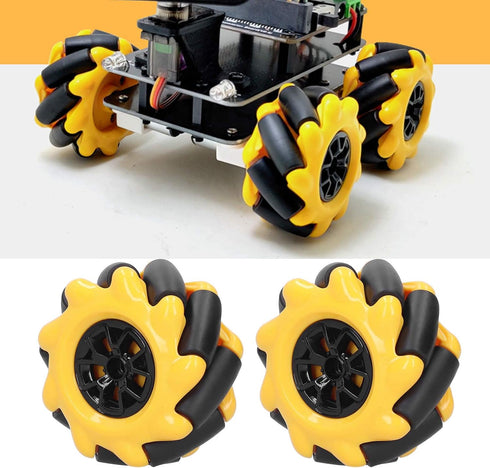 60mm Parts((2 Yellow High Hideness Mecanum Wheel -Directional Wheel TT Motor Hubs/Connector for Robot Car Kit DIY STEM