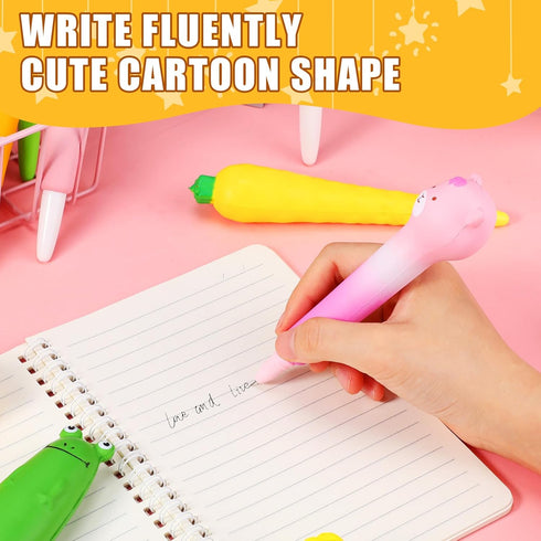 PerKoop 80 Pcs Cute Squishy Pens - Squeeze Pens with 40 Refills, Cartoon Animal Gel Ink Pen