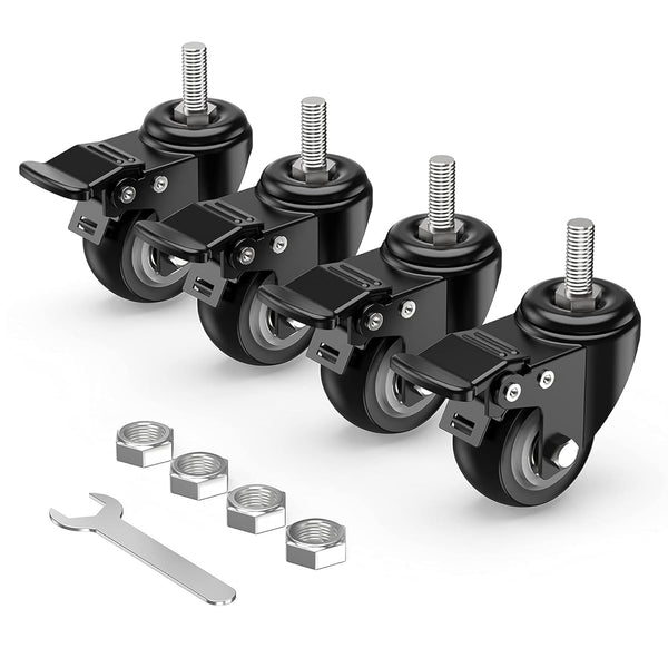 Caster Wheels 2 Inch Total Locking Stem Casters - 3/8" -16 x 1" Threaded Swivel Casters Set of 4 Heavy Duty