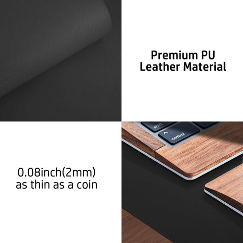 Leather Desk Pad Protector, Non-Slip PU Leather Desk Blotter, Waterproof Writing Pad, 23.6" x 13.7" (Black)