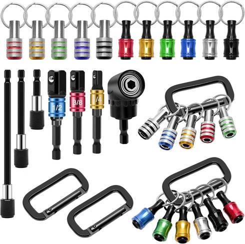 18PCS Bit Holder Cool Gadgets, 11P Drill Bit Holder Keychain/ 3P Impact