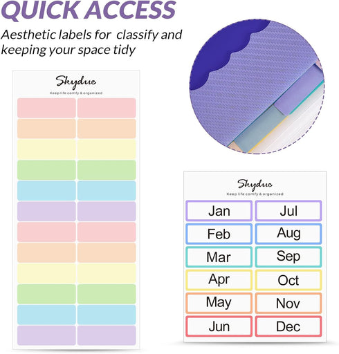 SKYDUE Portable Accordion File Organizer, 13 Pockets, Plastic Bill Receipt Organizer, Letter Size, Purple