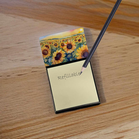 Caroline's Treasures Kansas Sunflowers in Watercolor Sticky Note Holder, Refillable Dispenser Self-Sticky Note Pads
