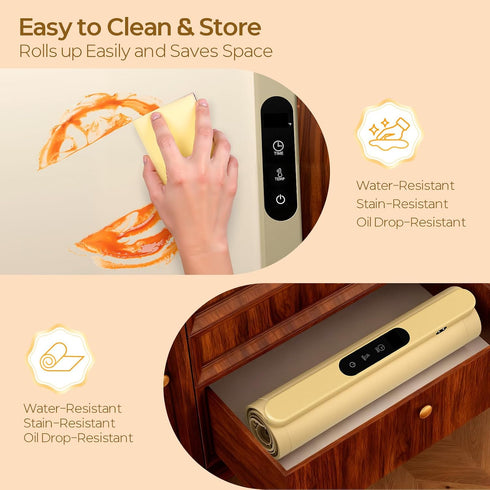 6 6HoursTimer, Food Warming Mat with Protective Table Mat, Graphene Fast Full-Surface Heating Mat, Electric Warming