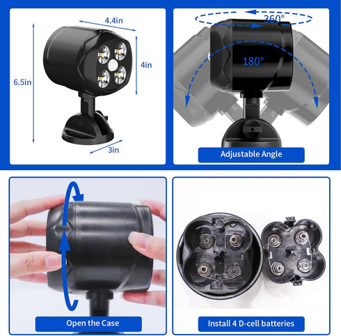 Ottymer 600LM 6000K (2 Packs) Battery Operated Outdoor Motion Sensor Light, Waterproof Wide-Angle Detection Auto On/Off