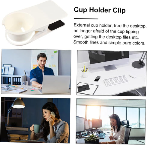 Large Thick Cup Holder Clip for Desk Adjustable Table Side Beverage Holder Clip Sturdy Plastic Drink Organizer