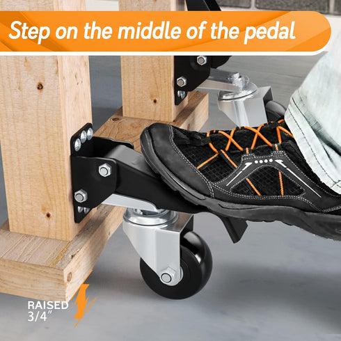 SOLEJAZZ Retractable Casters Kit, 720 LBS Heavy Duty Workbench Caster Wheels for Furniture