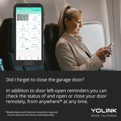 YoLink Garage Door Controller - World's Longest Range Remote Control for Existing Garage Door Opener, YoLink Hub