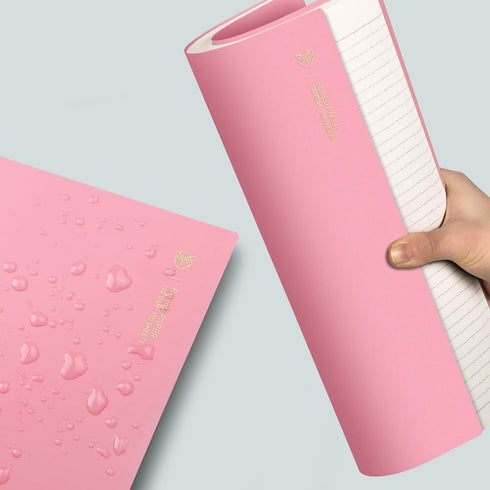 EMSHOI A4 Spiral Notebook - College Ruled, 300 Pages, 11.2" x 8.27", Waterproof Softcover with Sticky Notes (Pink)