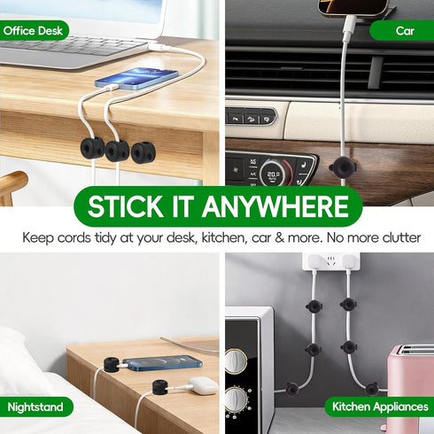 Entrfigh 8-Pack Magnetic Cable Management Clips, Silicone Cord Organizer, Adhesive Under Desk Cable Staples, Stick-On