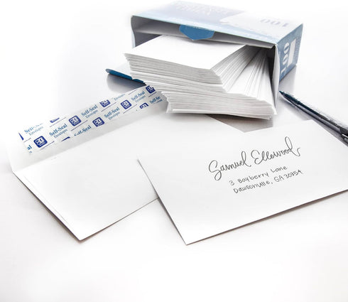BAZIC Self Seal White Envelope 3 5/8" x 6 1/2" #6, No Window Mailing Envelopes, Peel & Seal Mailer (100/Pack)
