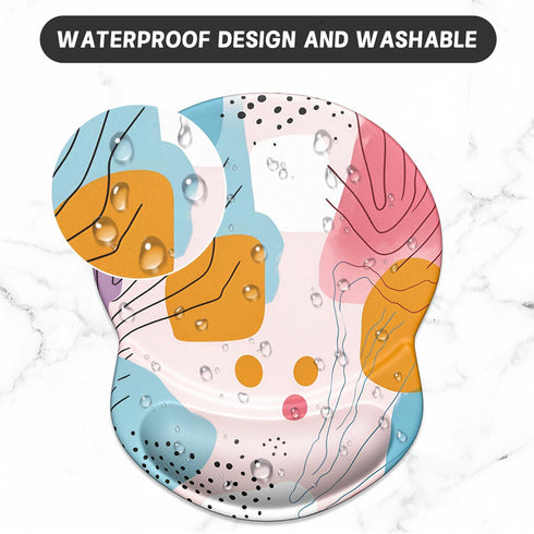ITNRSIIET Ergonomic Mouse Pad with Gel Wrist Support, Small Wrist Rest, Non-Slip PU Base, 8.7 x 7.2 inches, Art Style