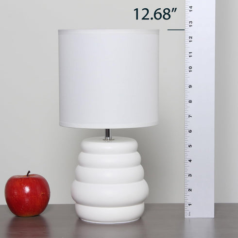 LT1168-OFF 12.68" Simple Designs Chic Glow Mini Stacked Ceramic Table Lamp, Monochromatic Fabric Shade, Small Accent